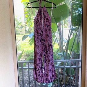 Free People Twisted Floral Jumpsuit Purple